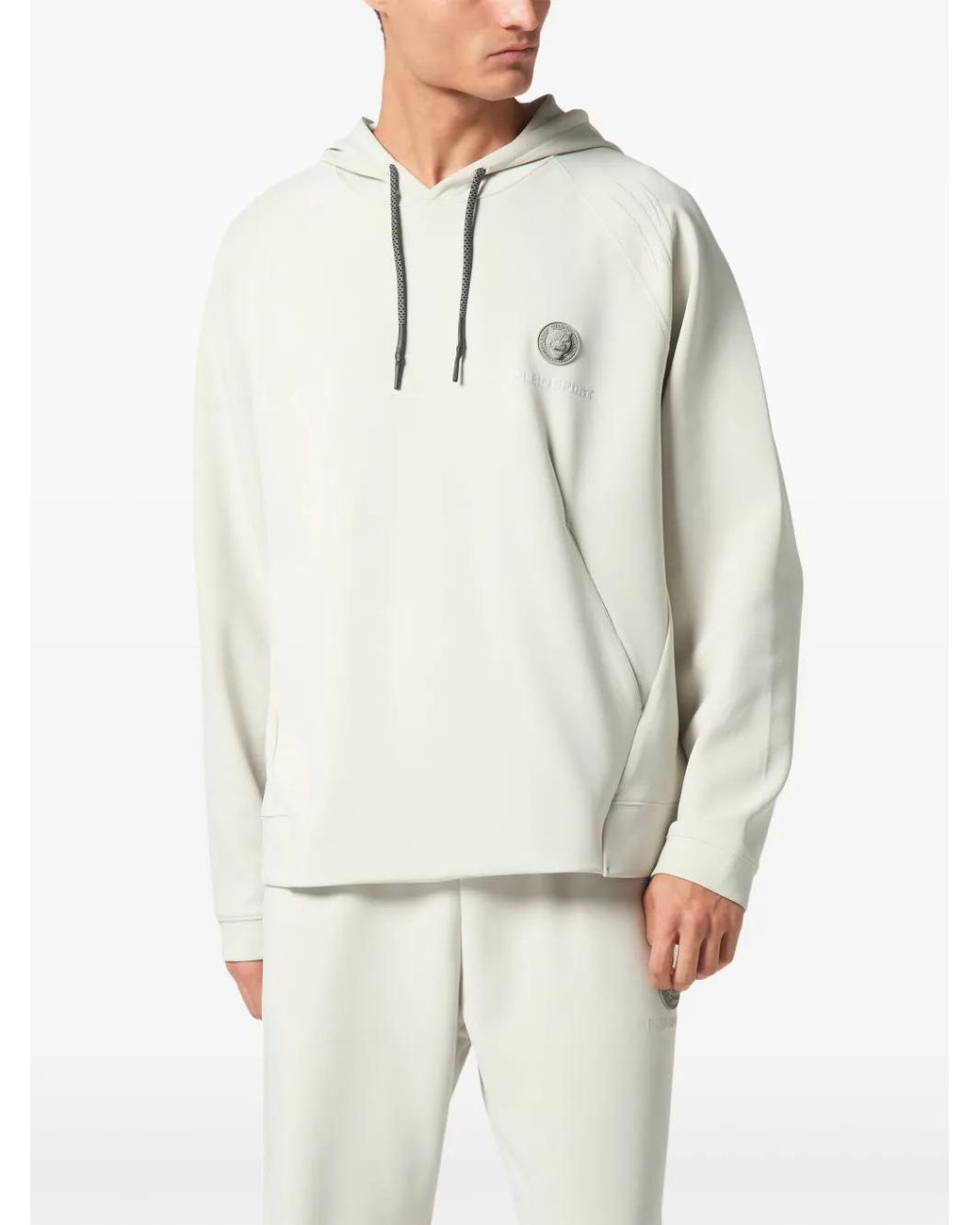 Philipp Plein White Logo-Patch Hoodie for men