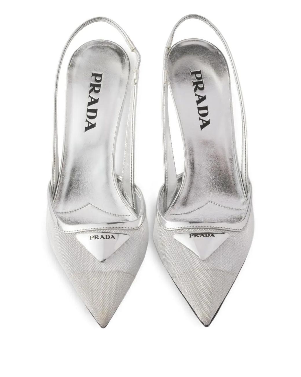 Prada White Mesh Fabric Slingback Pumps