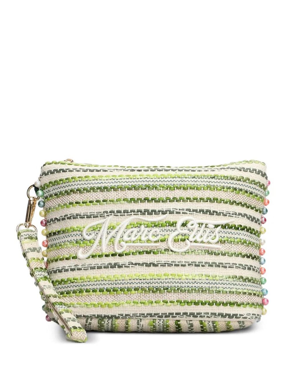 Marc Ellis Gray Cassy Indy Bead-Embellished Striped Clutch Bag
