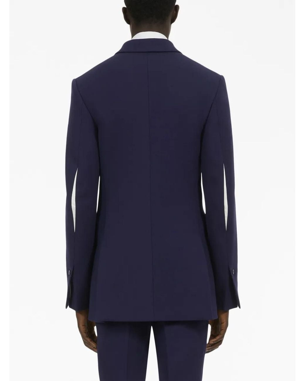 Ferragamo Blue Slit-Detail Double-Breast Jacket for men