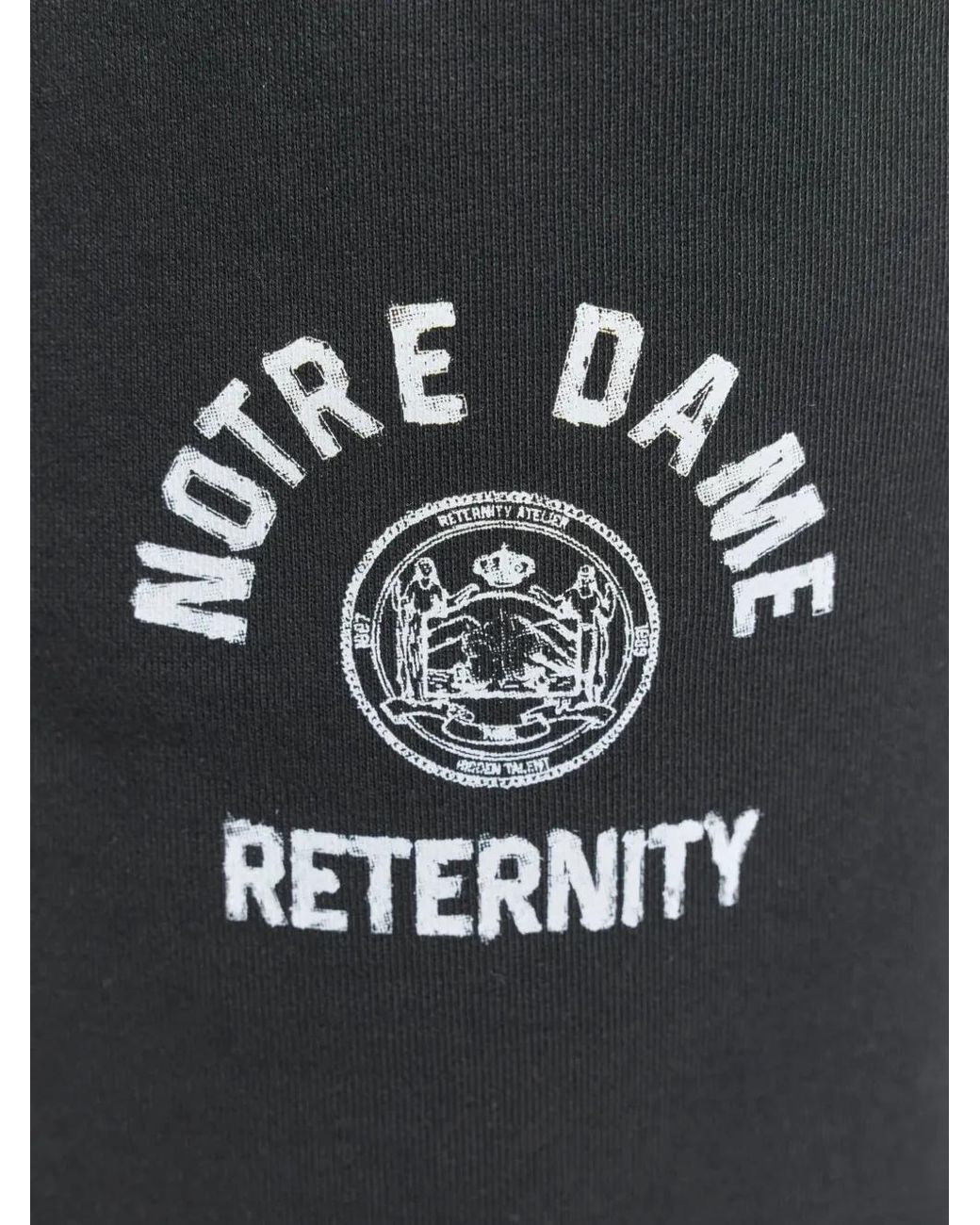 RETERNITY Black Notre Dame Logo-Print Track Shorts for men