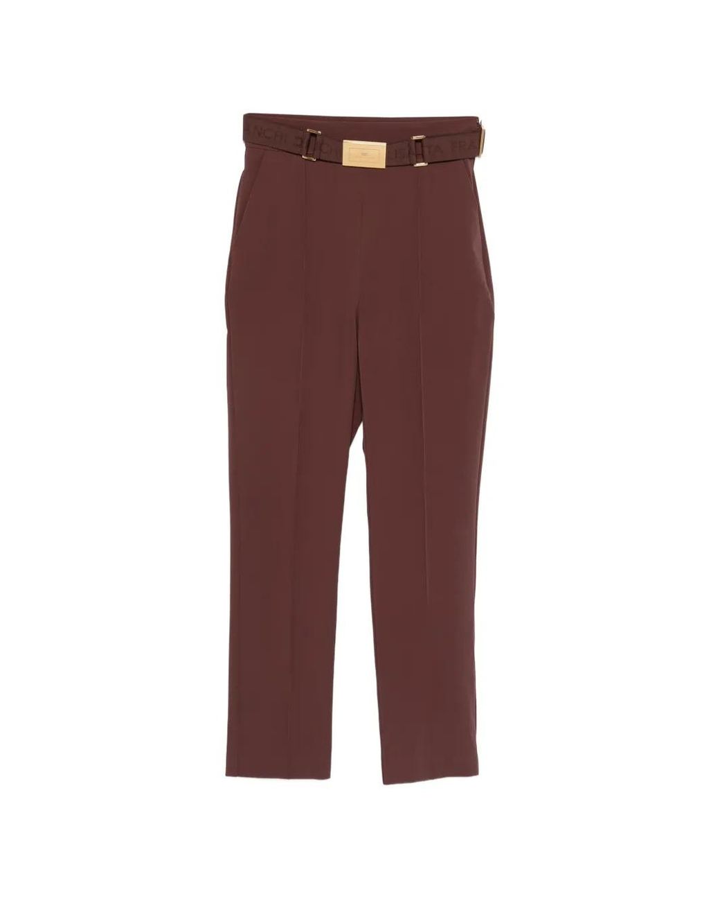 Elisabetta Franchi Cropped Tailored High Waist Belted Pants