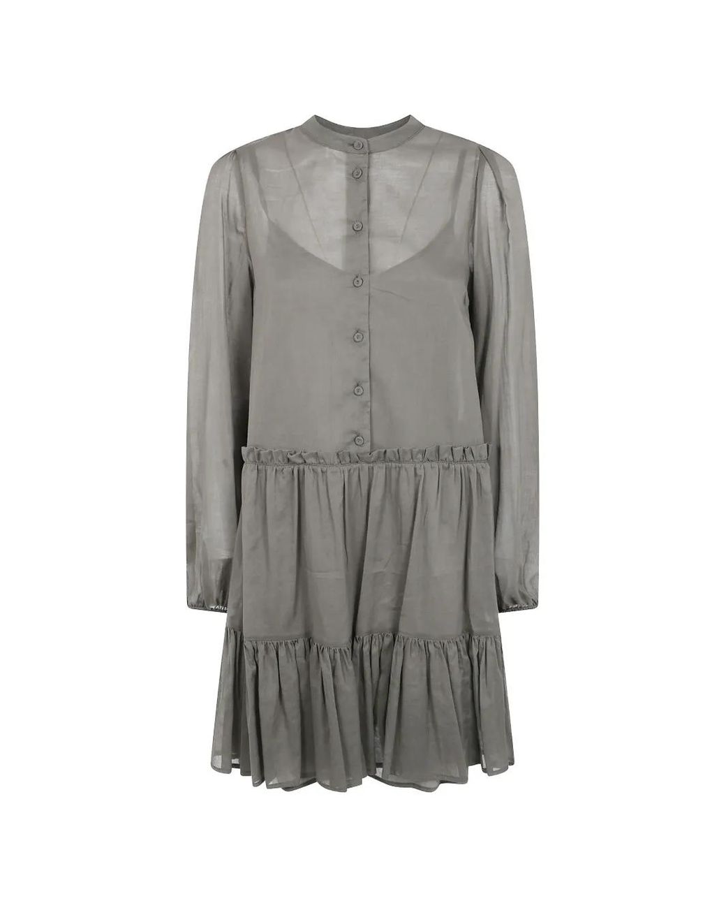 Twinset Gray Ruffled Mini Dress
