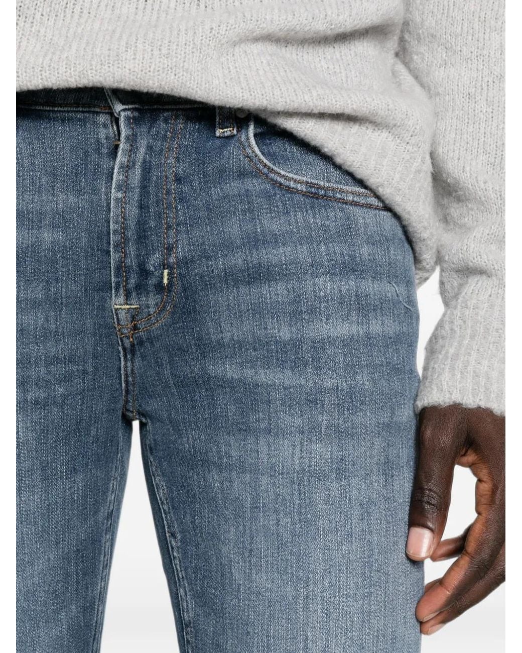 7 For All Mankind Blue The Straight 32" Faded Jeans for men