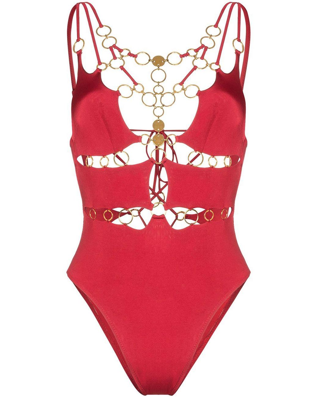 Agent Provocateur Davine Ring-embellished Swimsuit in Red | Lyst Australia