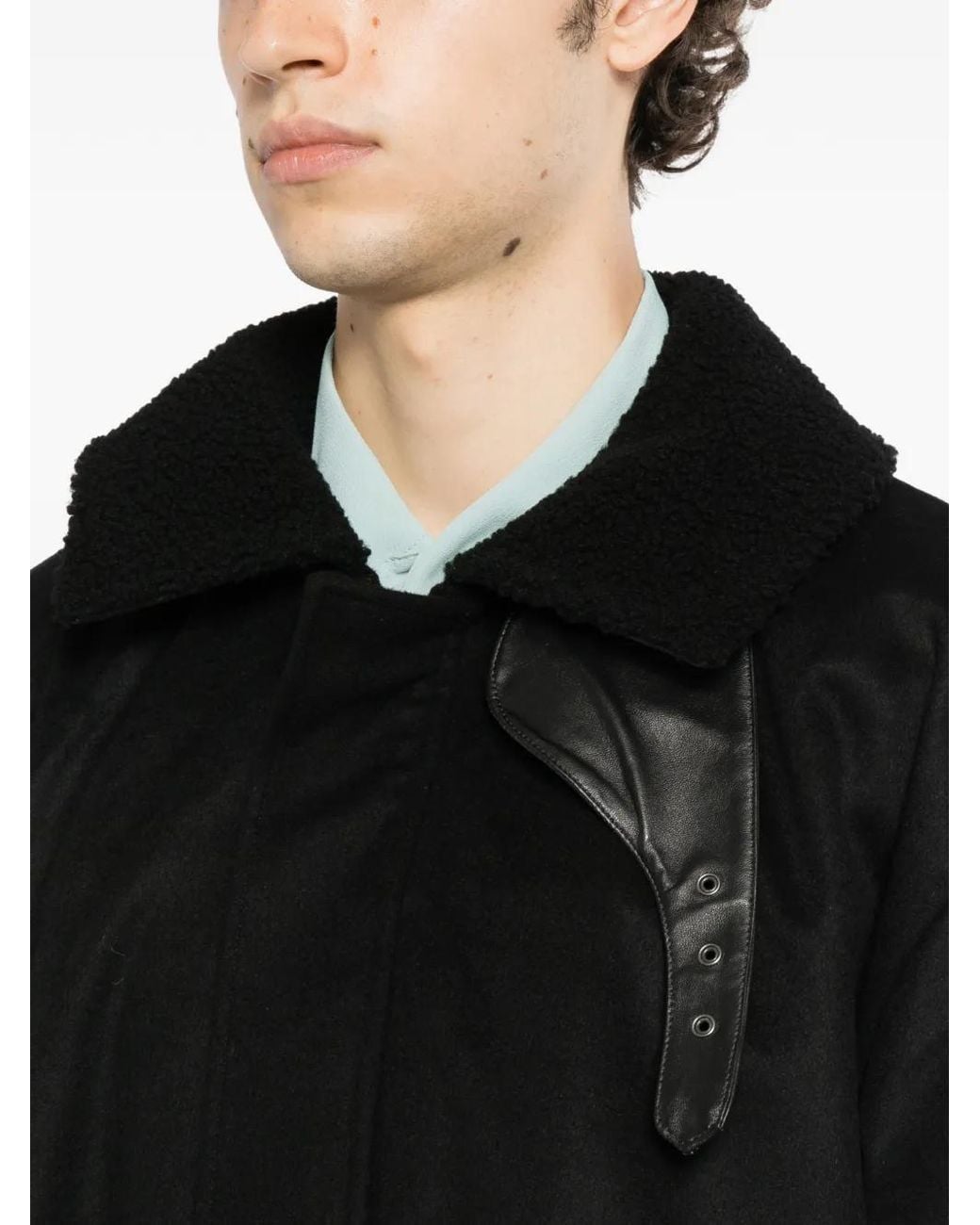 Ssstein Black Mouton-Collar Padded Jacket