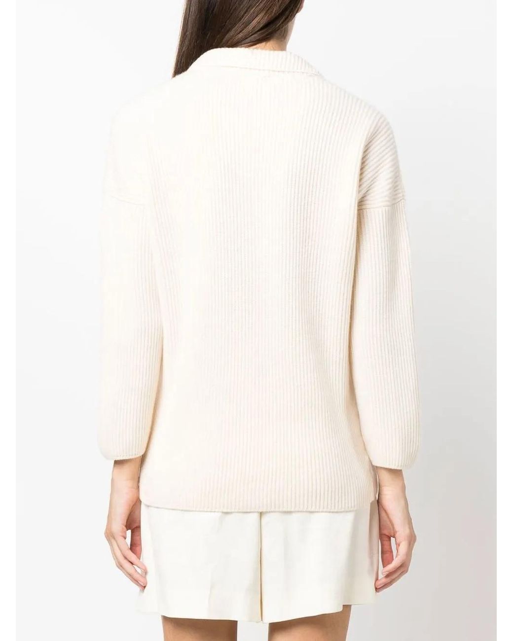 CORTE DI KEL Natural Ribbed-Knit Cardigan