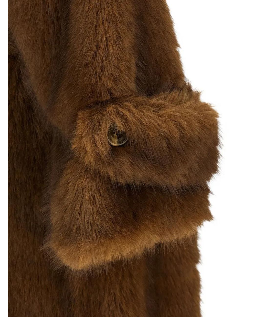 BB COUTURE Brown Farrah Double-Breasted Faux-Fur Coat