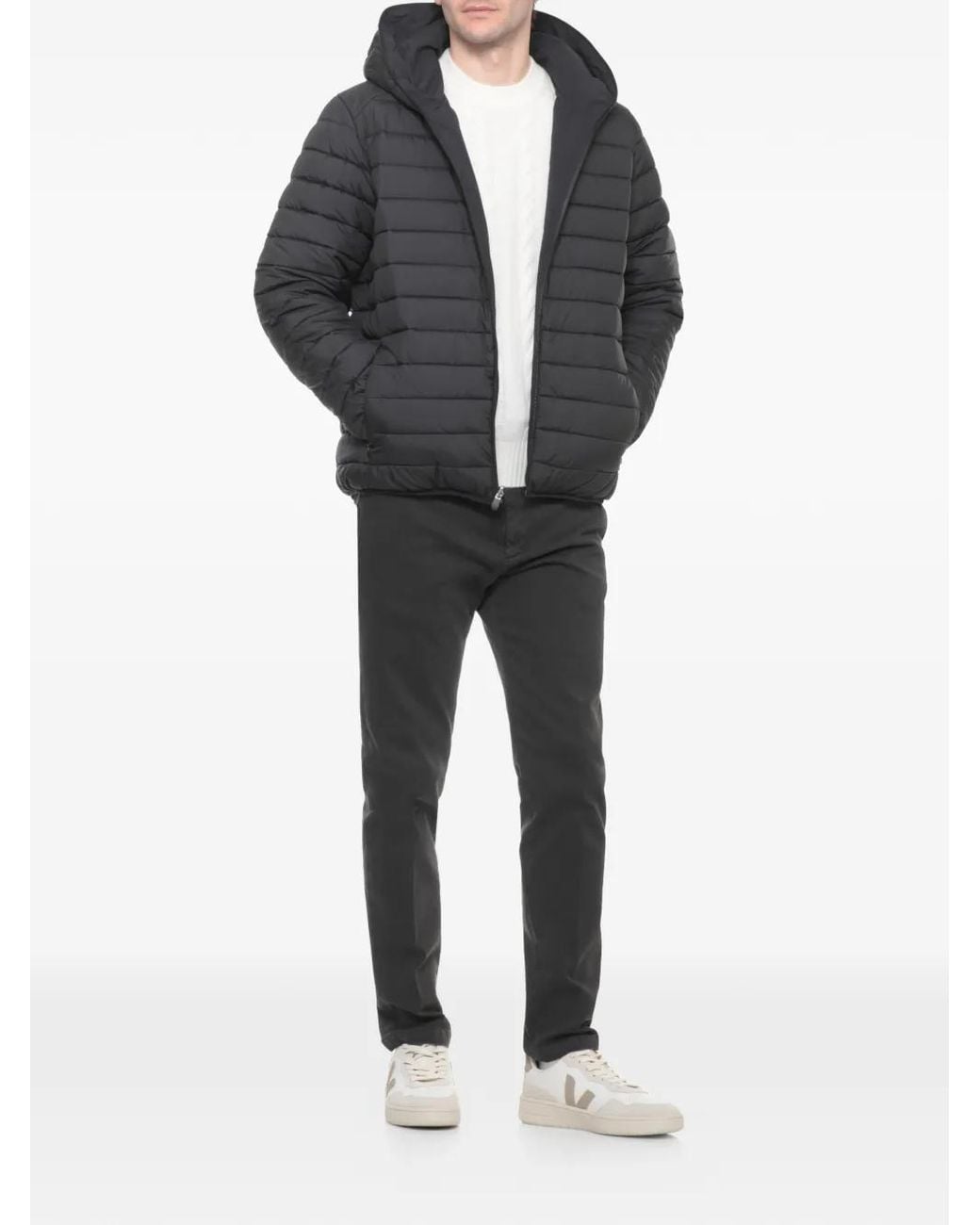 Save The Duck Black Hooded Reversible Jacket for men