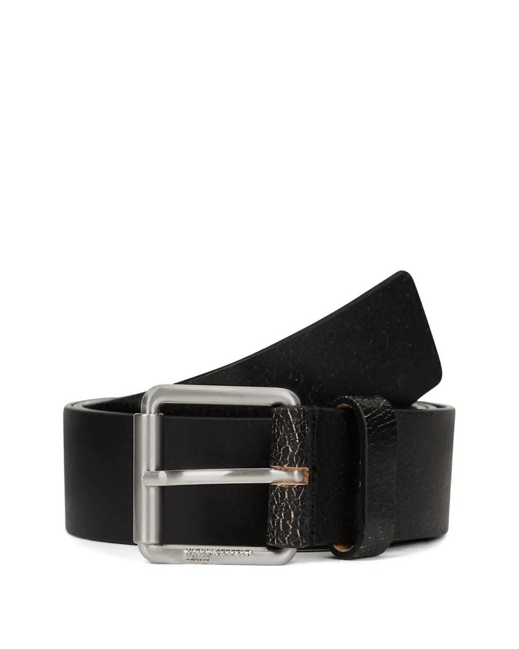Karl Lagerfeld Black Ceinture En Cuir À Logo Gravé for men