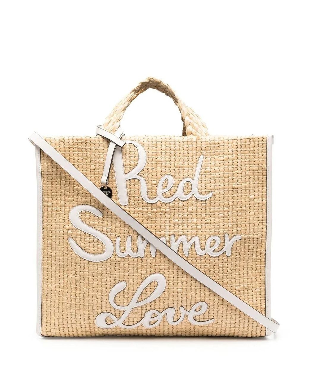 Red(v) Natural Summer Love Straw Tote Bag