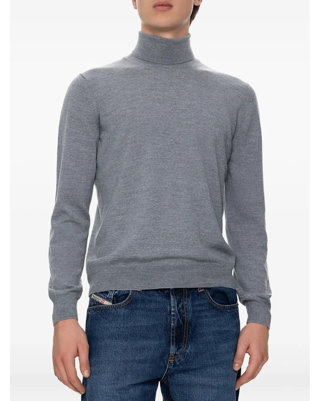 Barba Napoli Blue Turtleneck Wool Sweater for men