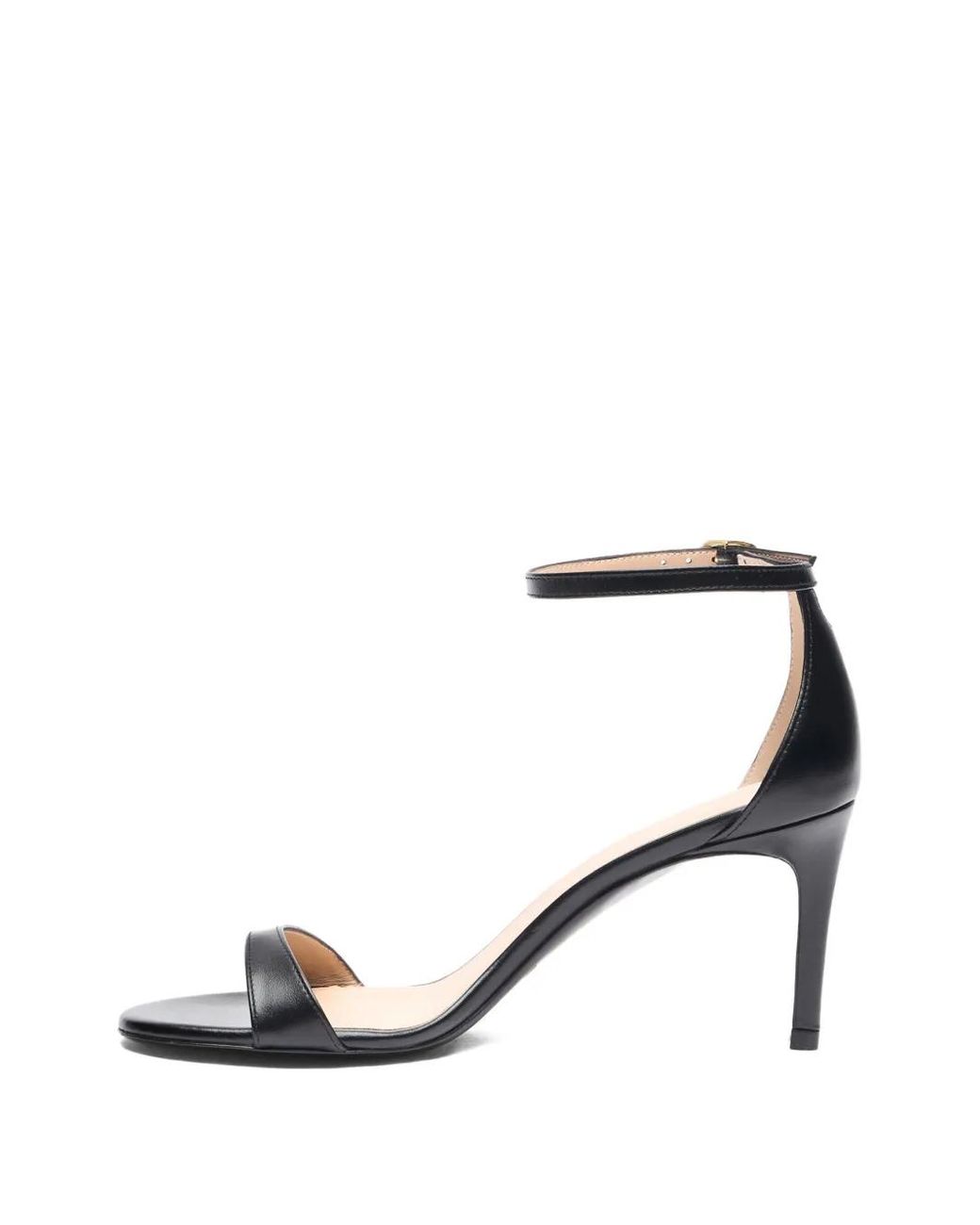 Stuart Weitzman Black Ankle-Strap Leather Sandals