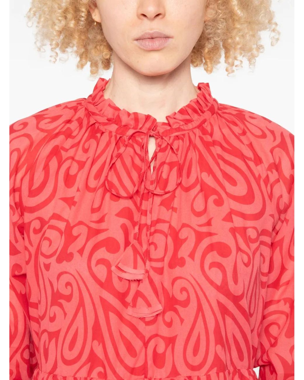 Niu Pink Paisley-Print Tiered Midi Dress