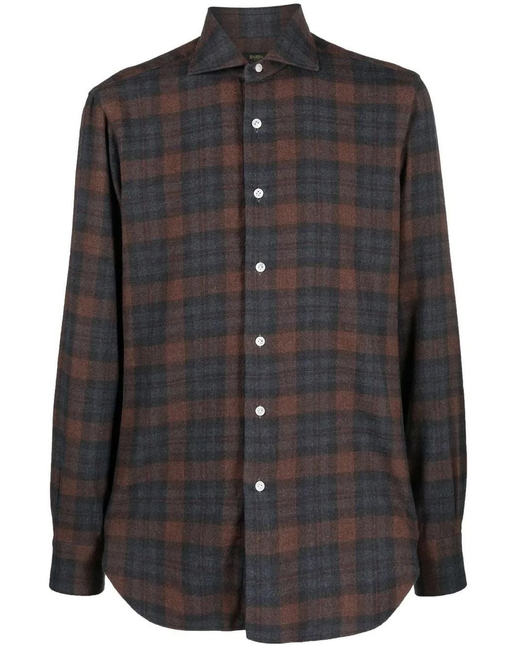 Barba Napoli Black Check-Print Button-Up Shirt for men