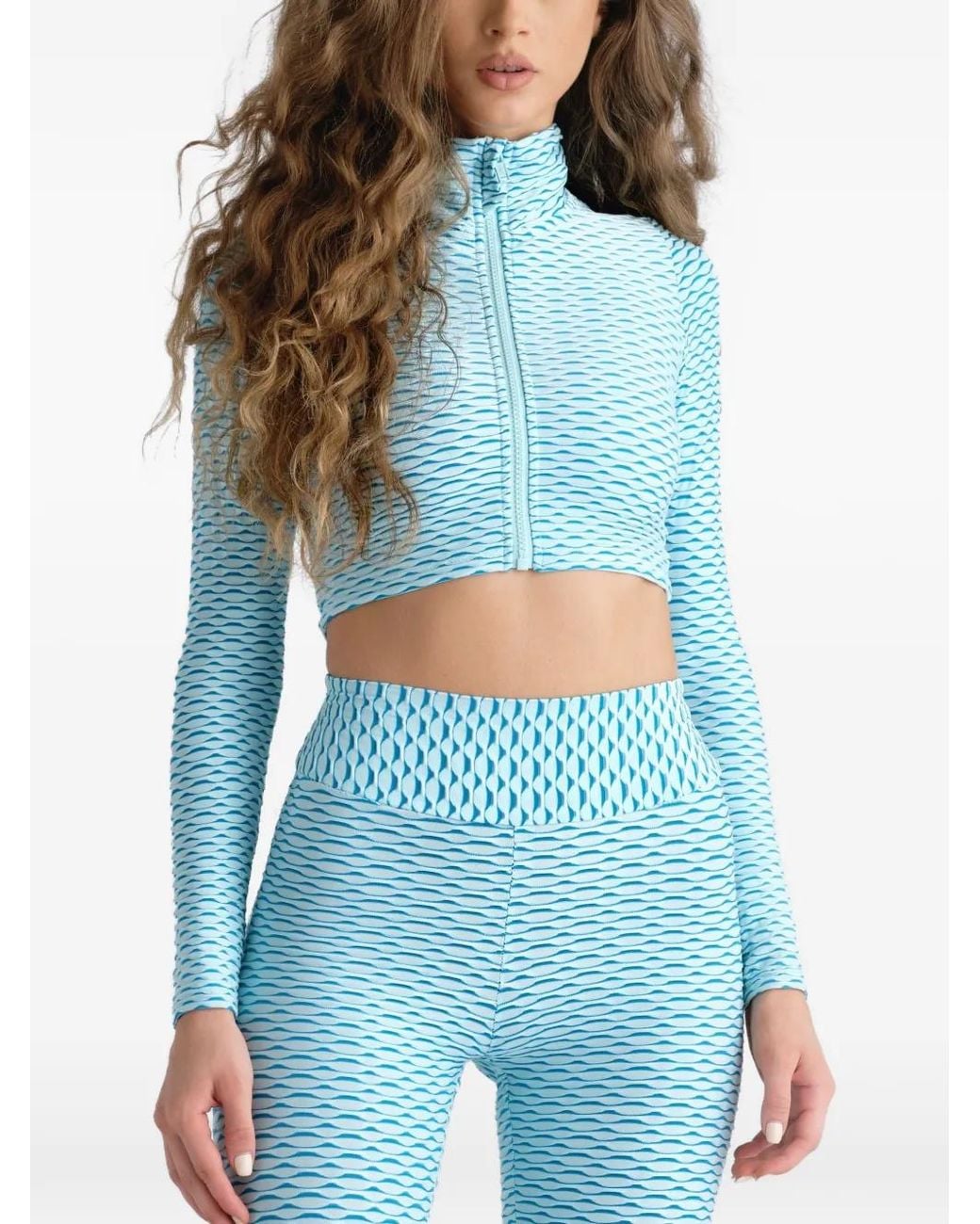 Tessitura Body Couture Blue 3D-Textured Cropped Top