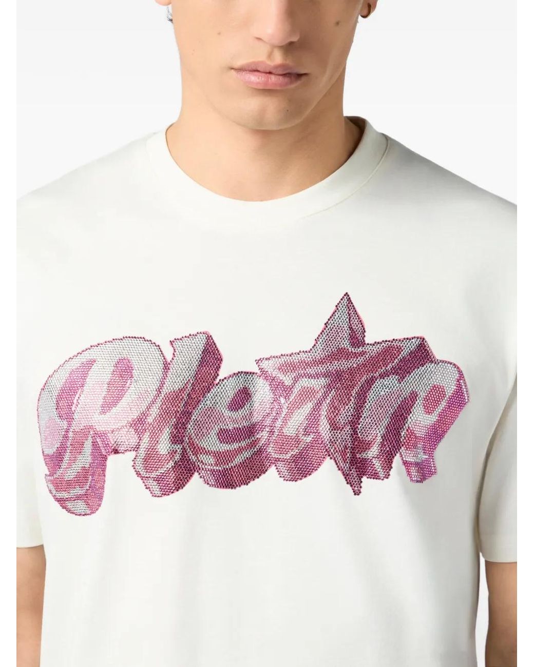 Philipp Plein Pink Round Neck T-Shirt Gummy Plein Stones for men