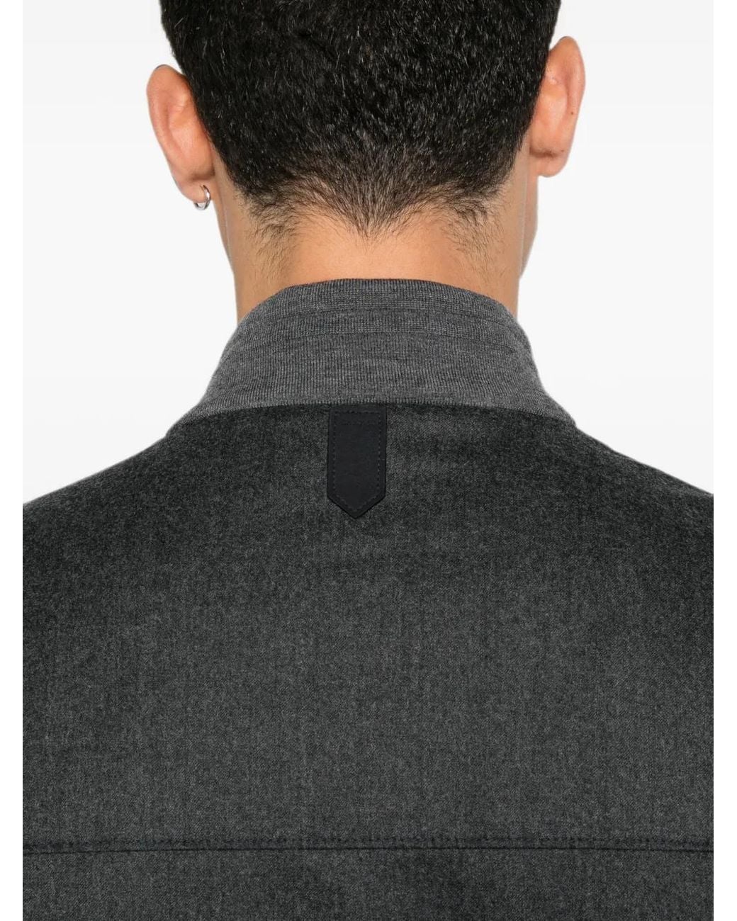 Canali Gray Wool Zip-Up Jacket for men
