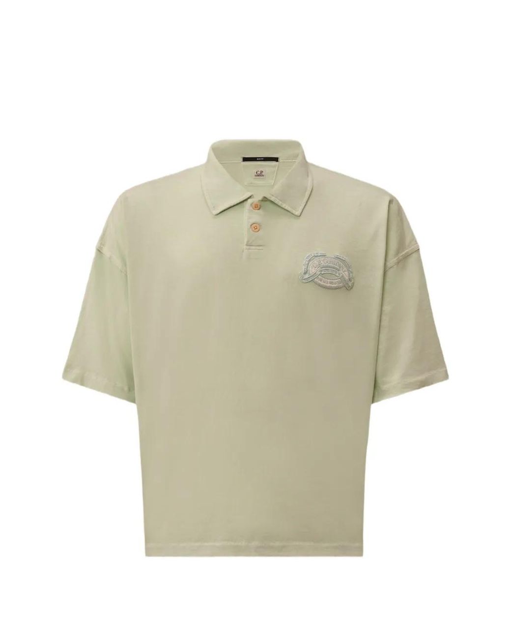 C P Company Natural 20/1 Jersey Short Sleeve Boxy Logo Polo for men