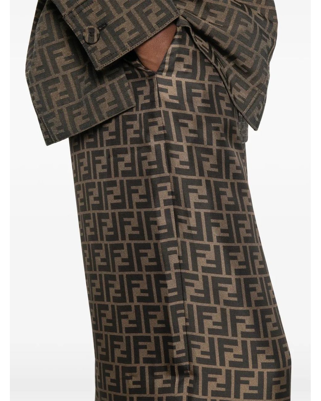 Fendi Green Pantalon Palazzo À Monogramme Ff