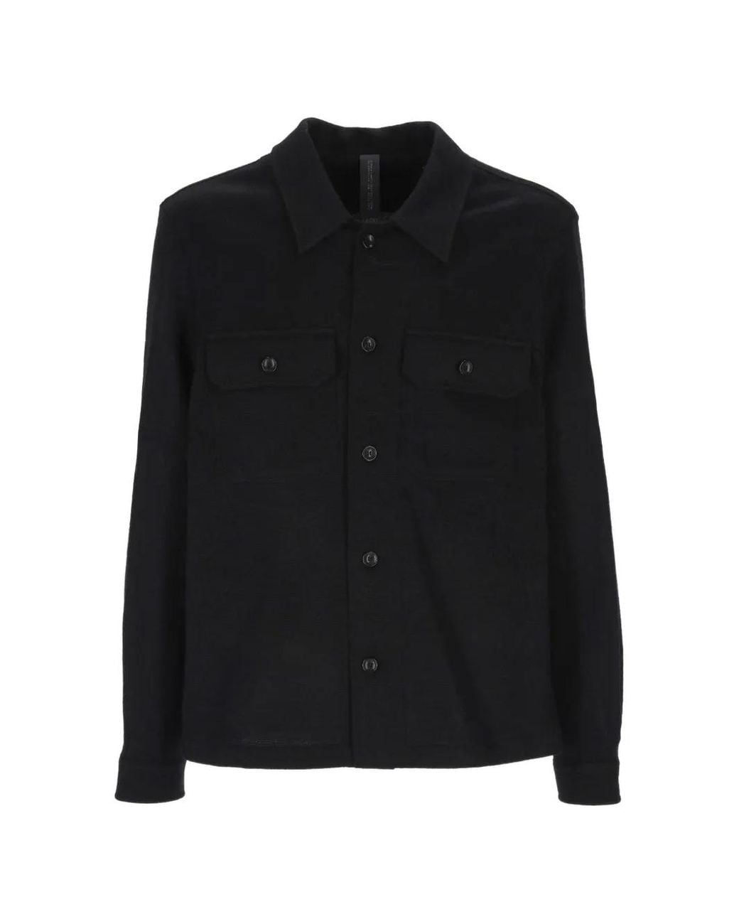 Hōsio Black Button-Up Chest-Pocket Jacket for men