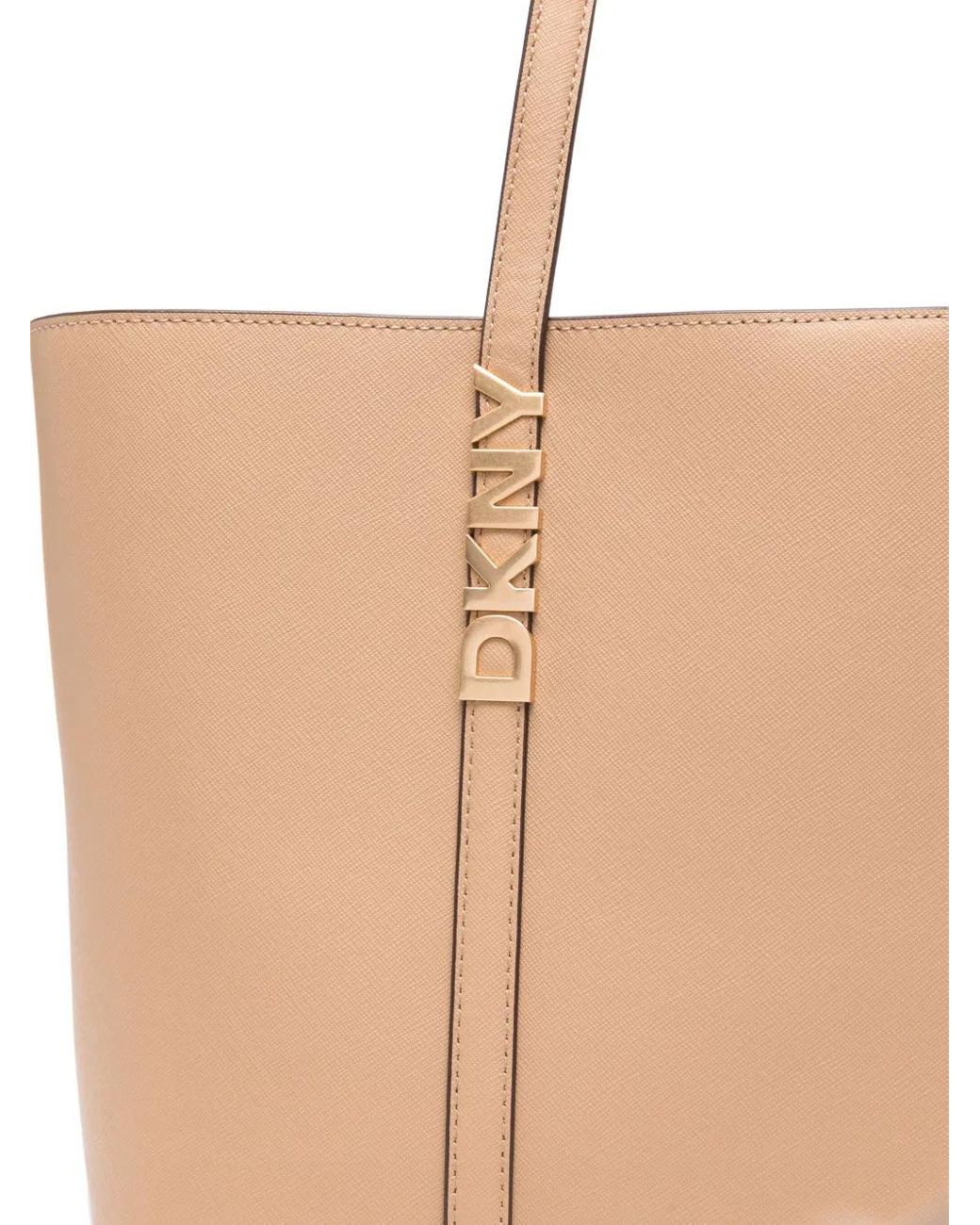 DKNY Natural Medium Logo-Plaque Tote Bag