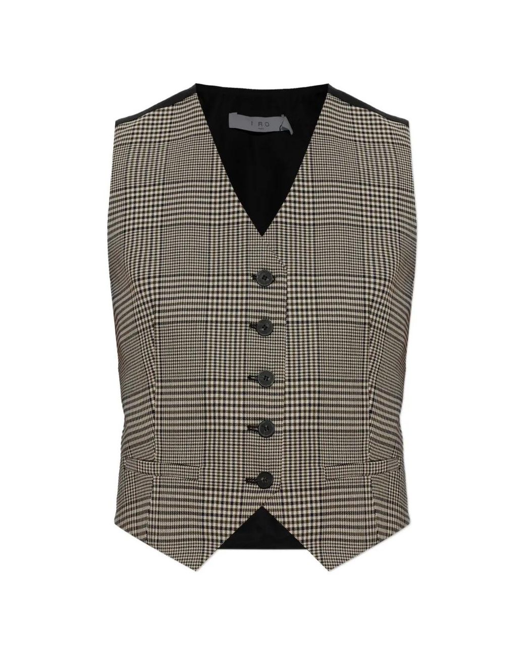IRO Gray Kraig Check-Pattern Vest