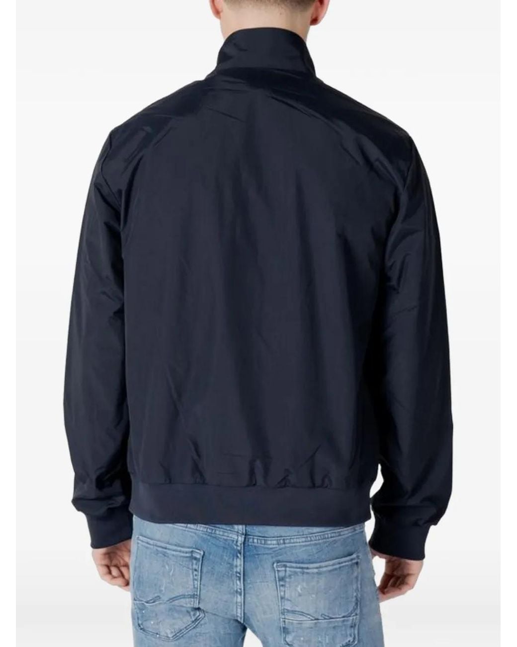 EA7 Blue Logo-Print Bomber Jacket for men