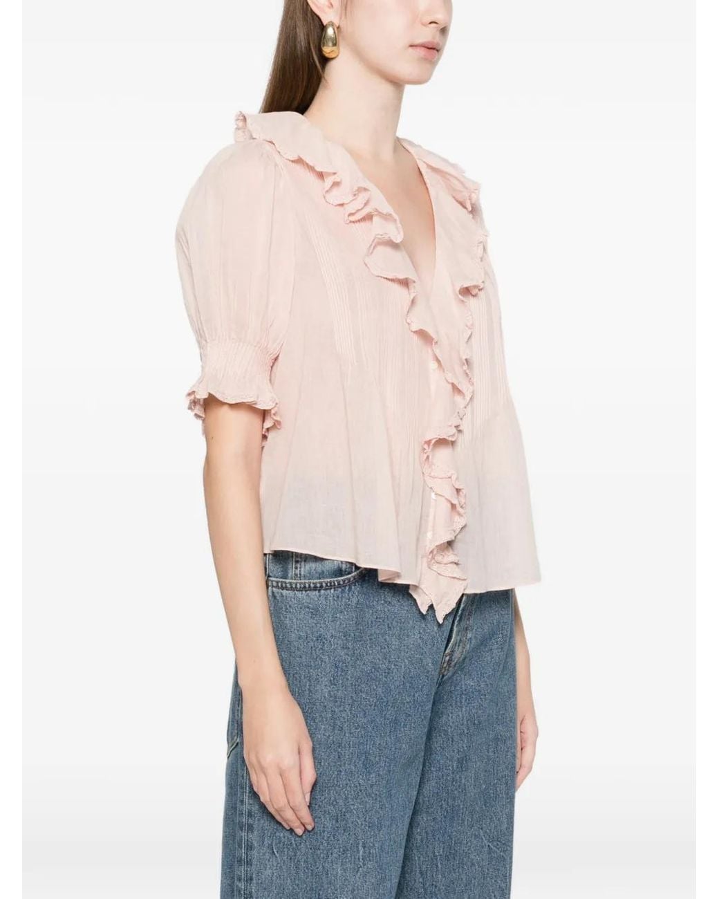 Doen Pink Henri Ruffled Top