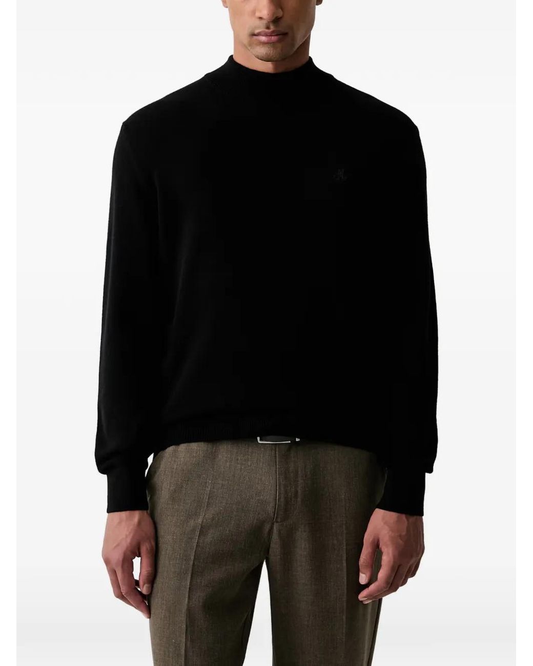 Marc O' Polo Black Logo-Embroidered High-Neck Sweater for men