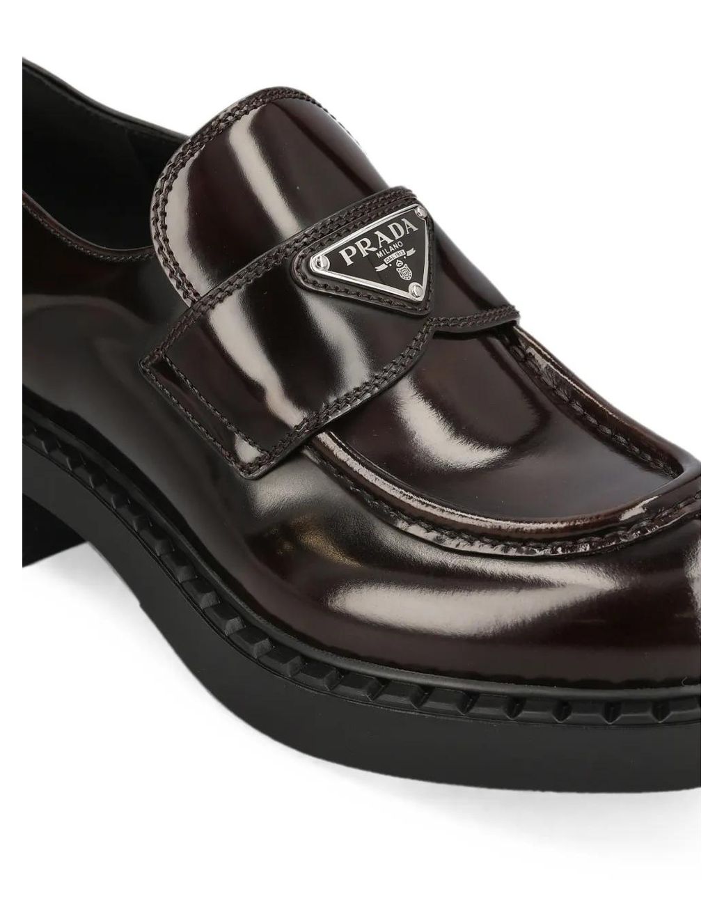 Prada Black Chocolate Brushed-Leather Loafers