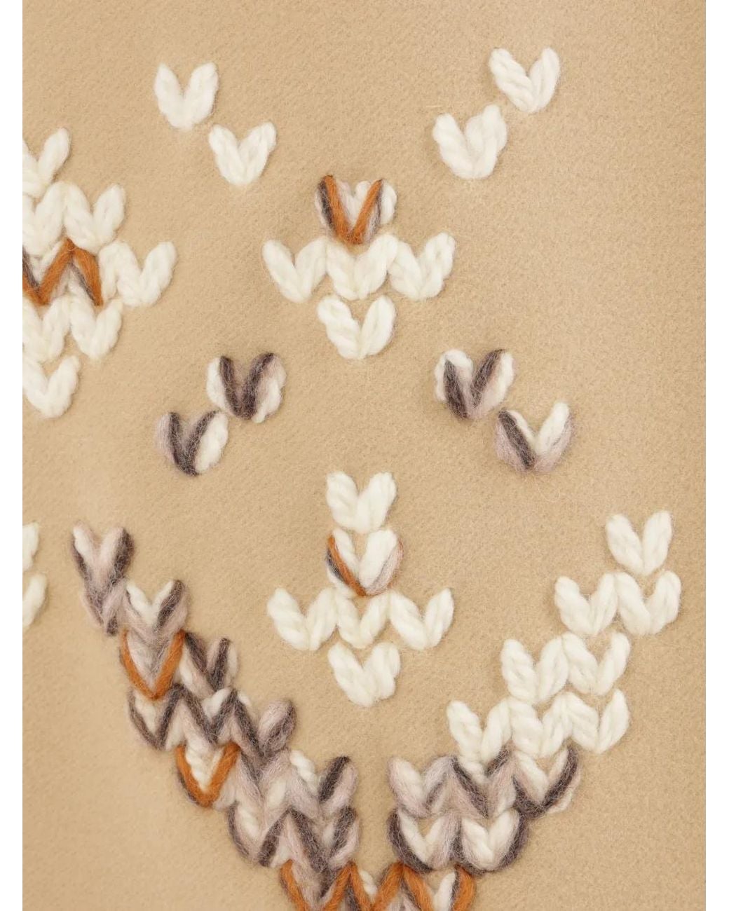 Ermanno Scervino Natural Embroidered Virgin-Wool Coat