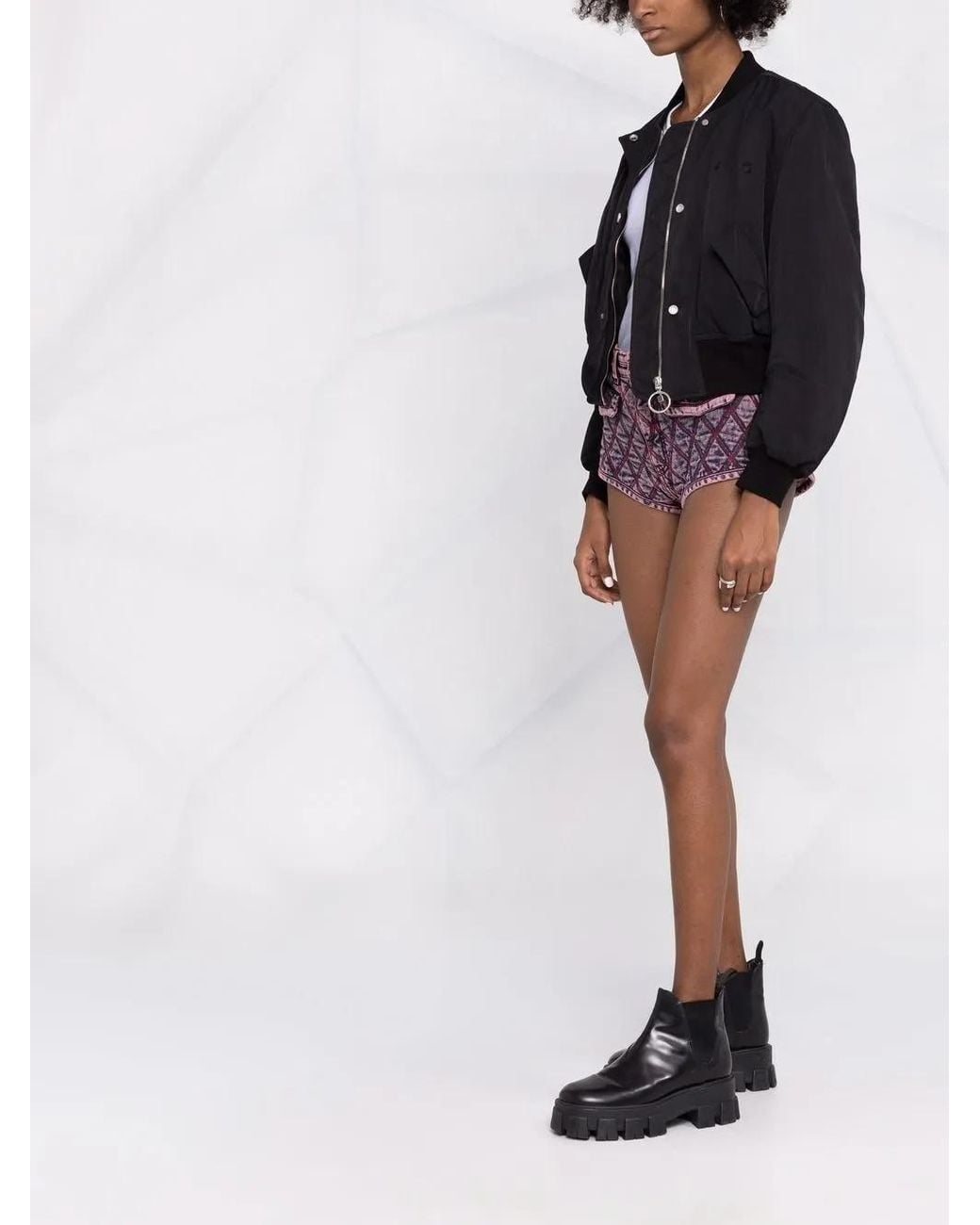 DIESEL Multicolor Contrast-Stitching Flap-Pockets Denim Shorts