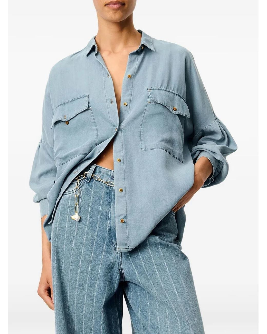 Sessun Blue Botania Patch-Pocket Shirt