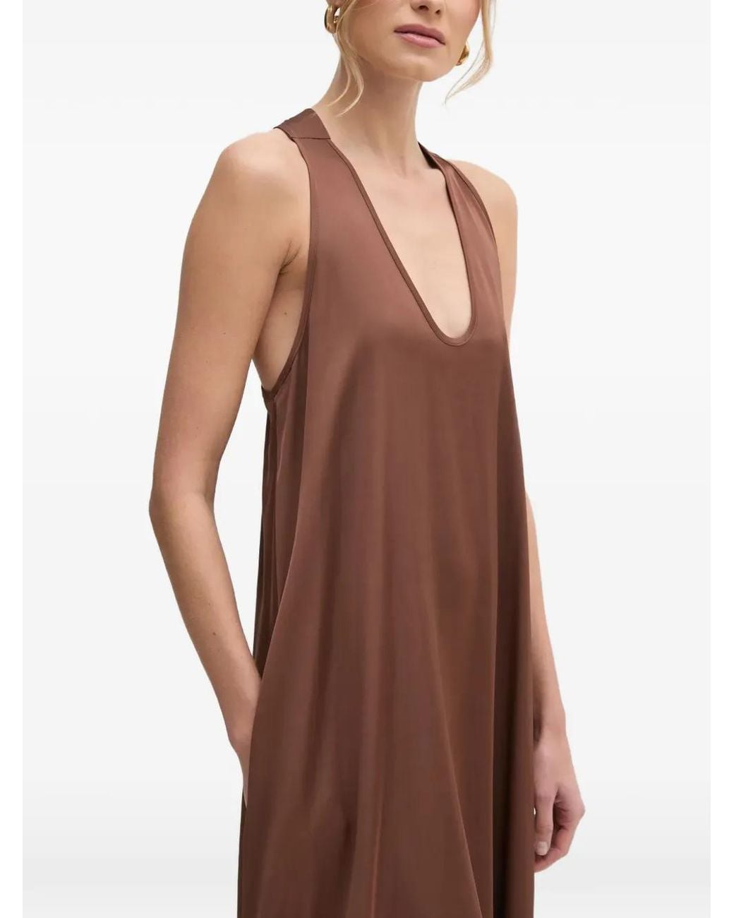 Fracomina Brown Kleid mit V-Ausschnitt