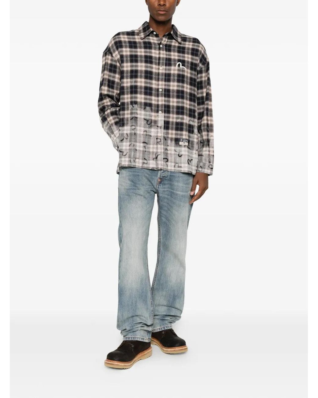 Evisu White Check-Pattern Shirt for men