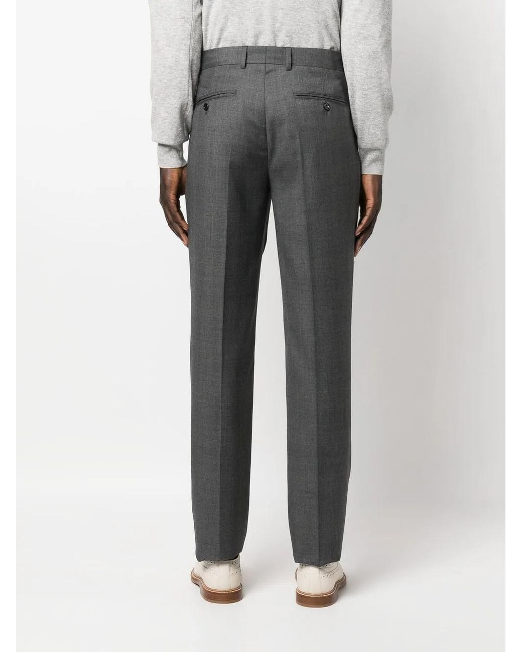Brunello Cucinelli Gray Prince Of Wales Wool Trousers for men