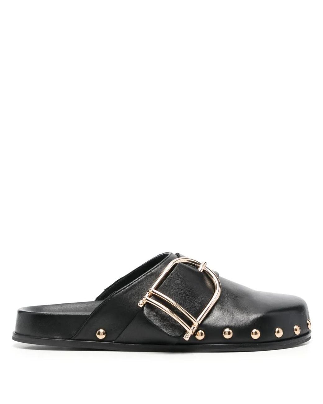 Twinset Black Buckle-Fastened Leather Mules
