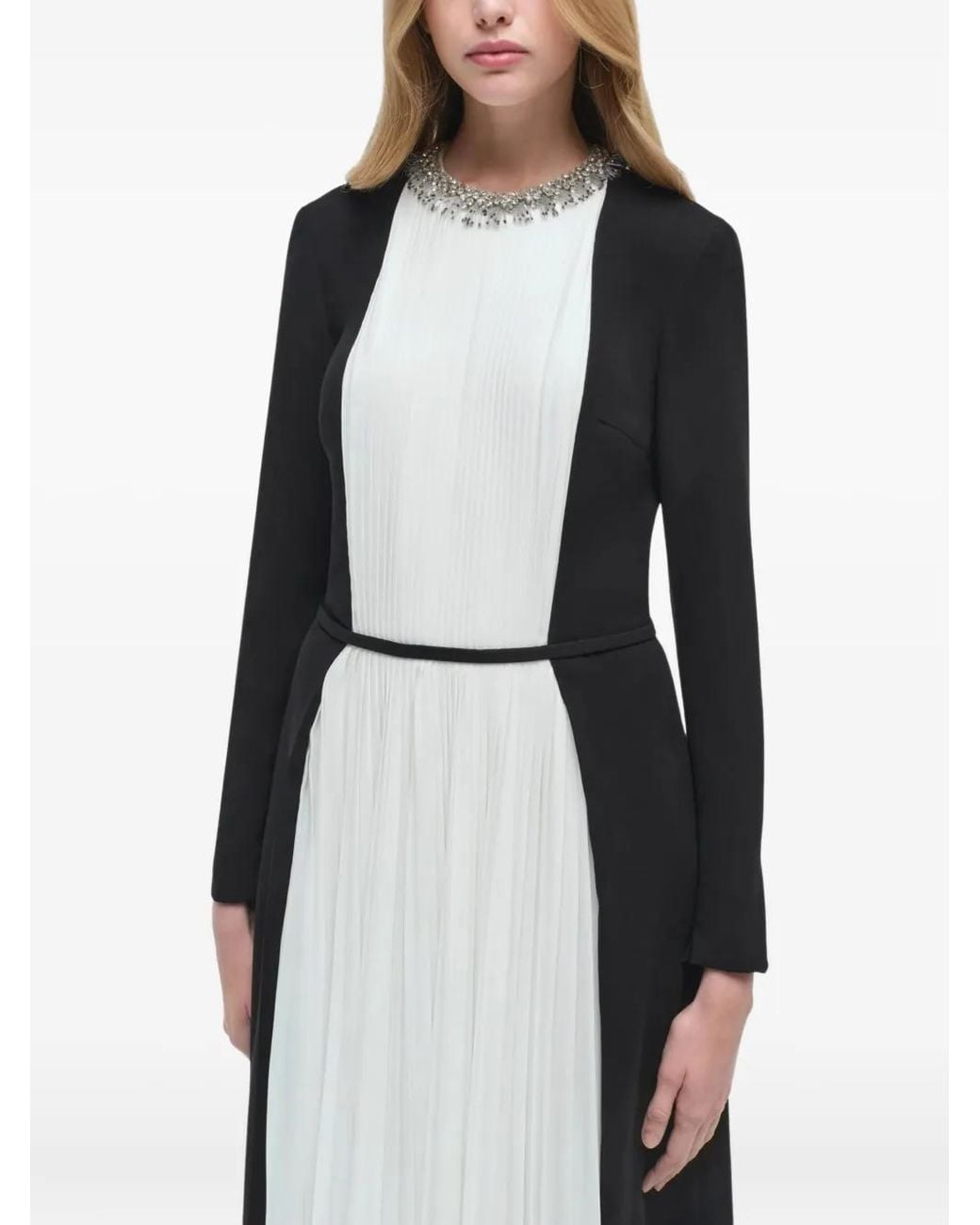 Jonathan Simkhai Black Embellished Pleated Midi Day Dress