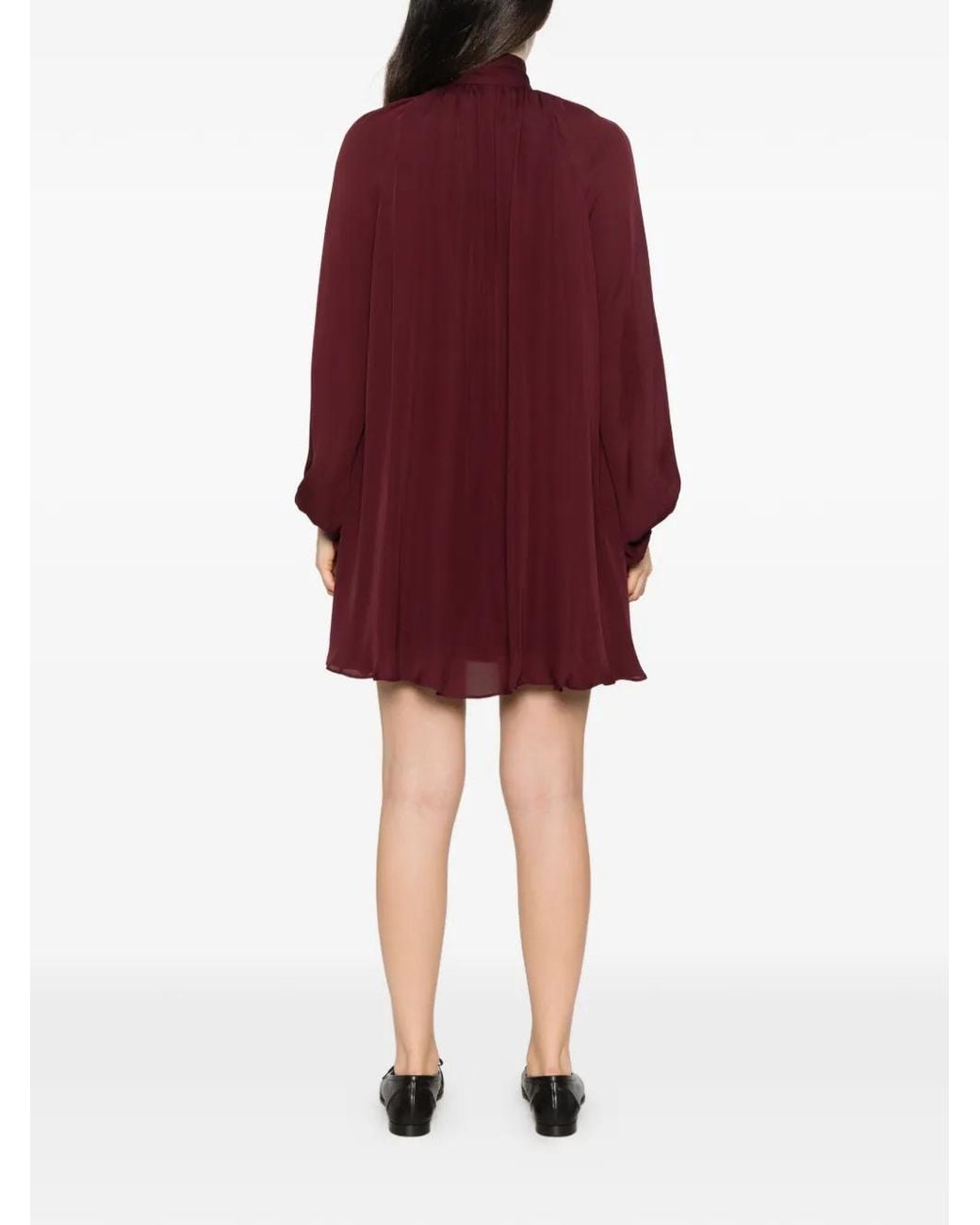 Jonathan Simkhai Purple Tie-Neck Long-Sleeve Mini Dress