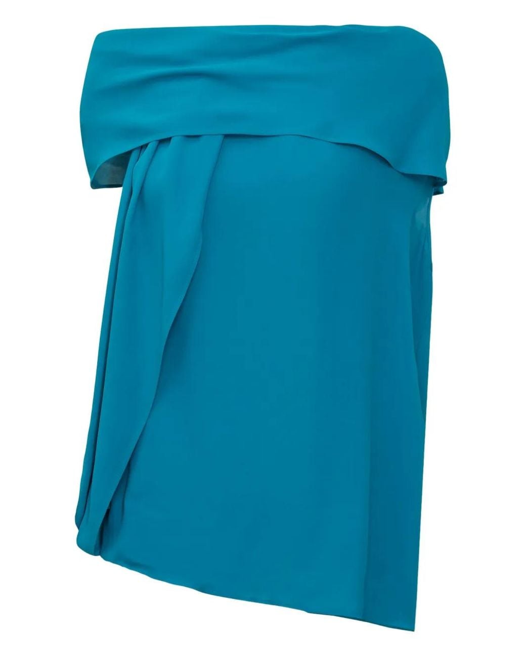 Alberta Ferretti Blue Draped Strapless Blouse