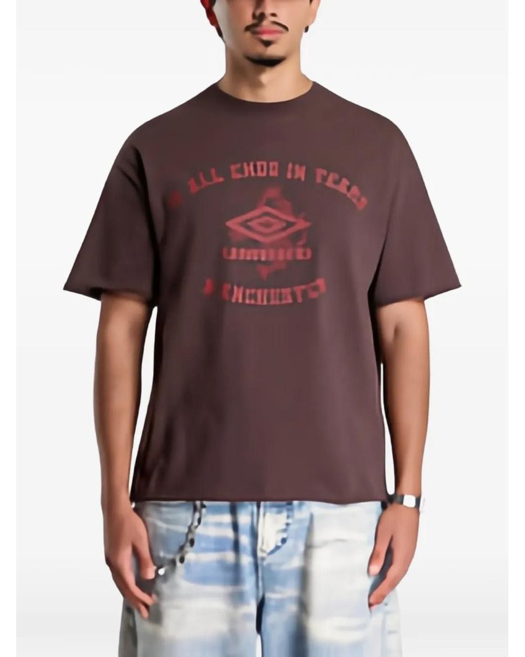 Umbro Red X Slam Jam Logo-Print Cotton T-Shirt for men