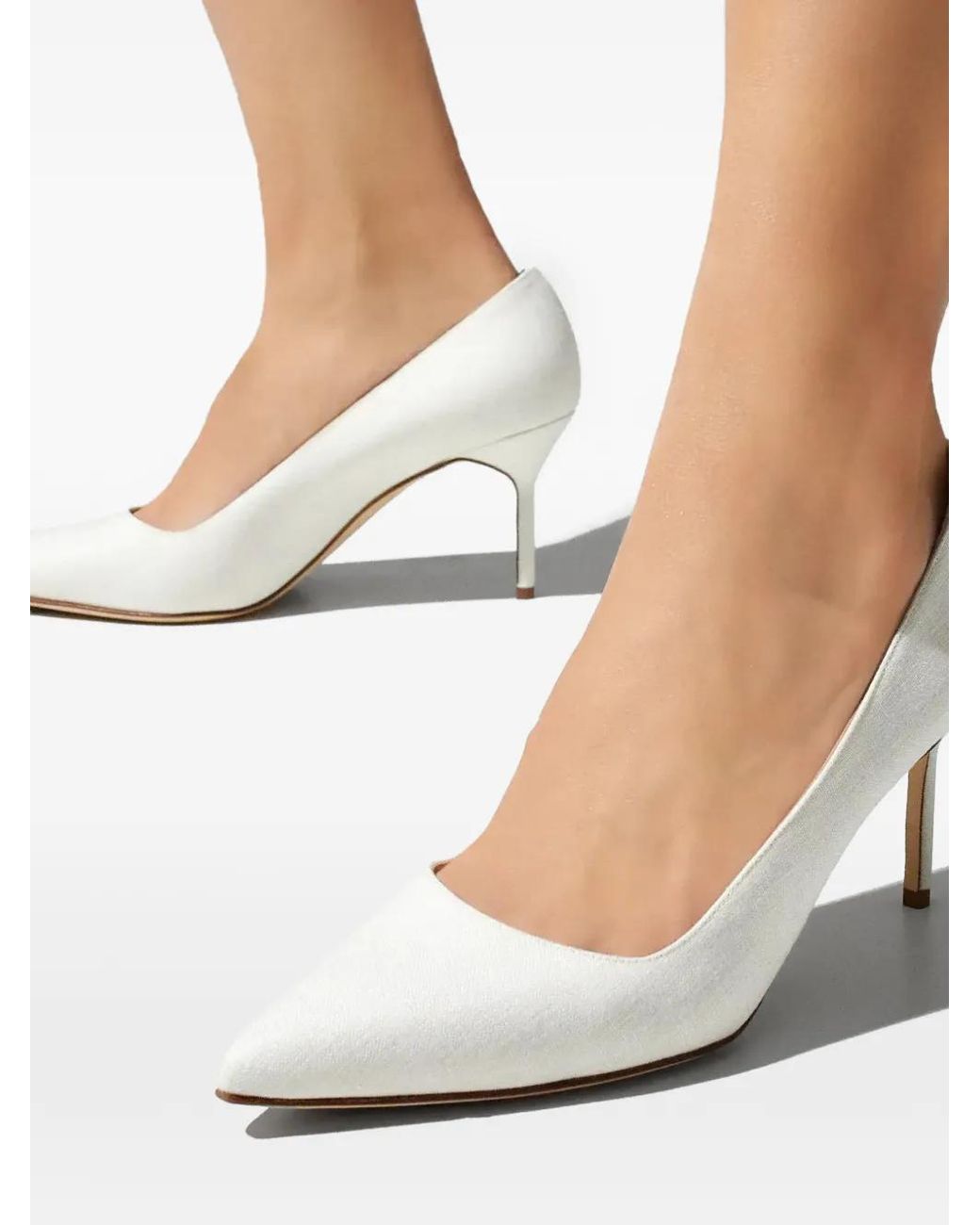 Manolo Blahnik White Pumps Mit Spitzer Kappe