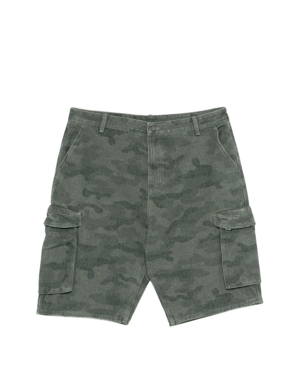 Daily Paper Green Camouflage Cargo Shorts for men