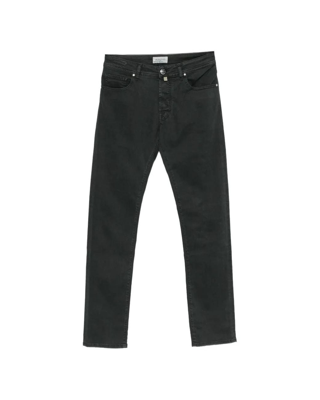 Jacob Cohen Black Logo-Patch Straight-Leg Trousers for men