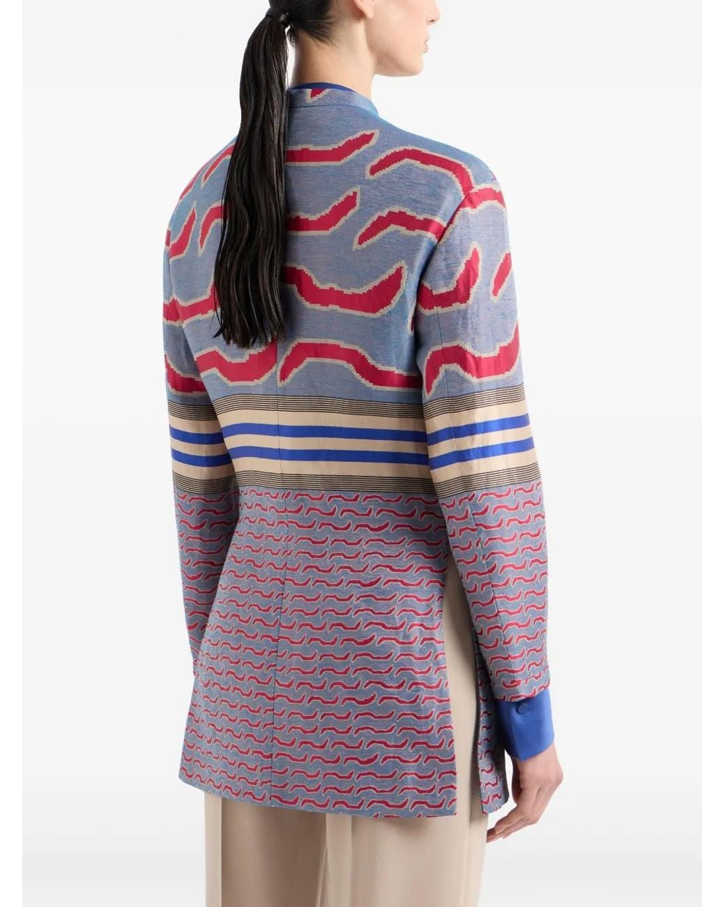 Giorgio Armani Red Patterned-Jacquard Coat