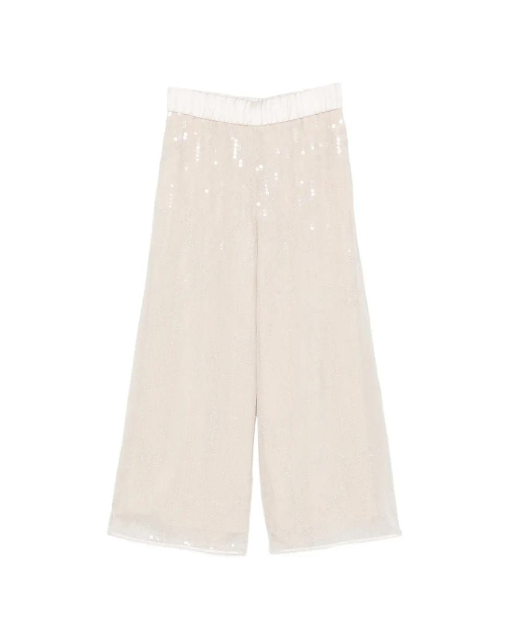 Peserico White Sequin-Embellished Pants