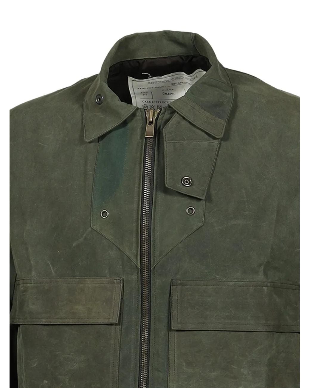 UNDER THE SIGN Green Phantom Patchwork Gloved Jacket for men