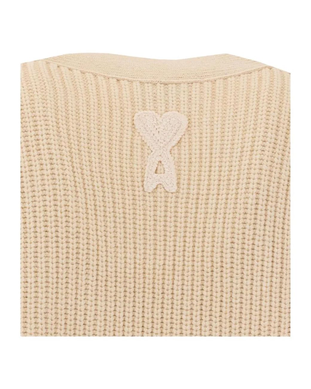 AMI Natural Ami De Coeur Logo-Embroidered Cardigan for men