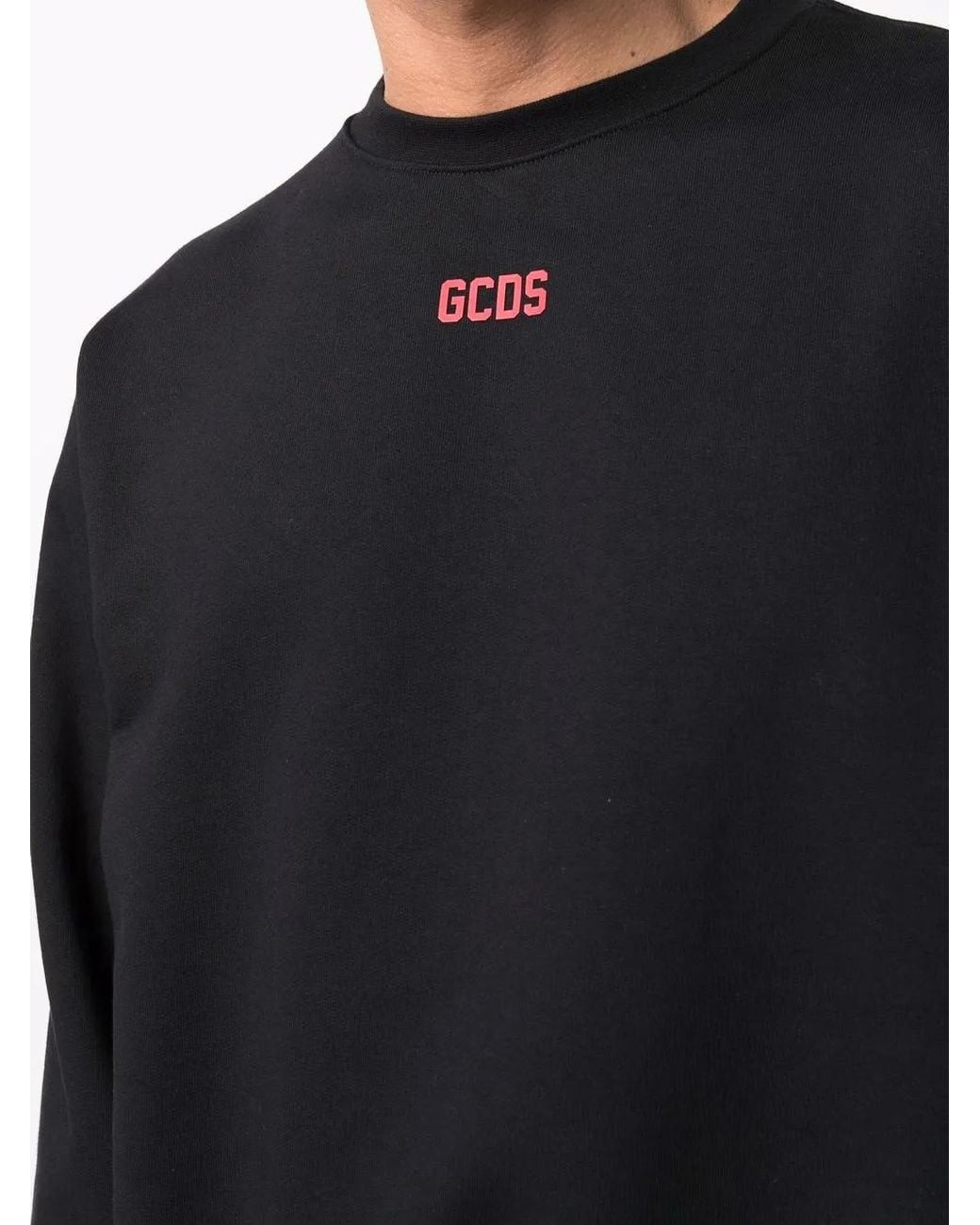 Gcds Black Logo-print Crew Neck Sweatshirt for men